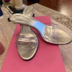 Paris Texas Silver Heels with Clear Straps